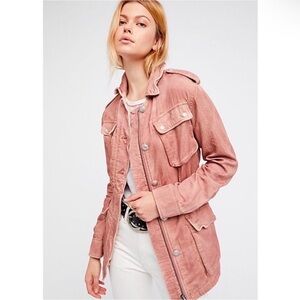 Free People Not Your Brothers Surplus Jacket Womens S Pink Cargo Utility *READ